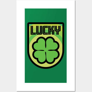 Lukcy, Retro Clover Hipster Badge for St Patrick's Day Posters and Art